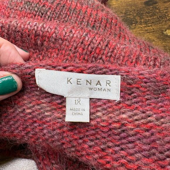 Kenar Woman Size 1X Cardigan Sweater Red Pink Wool Alpaca Blend Long Open Front - Picture 5 of 15